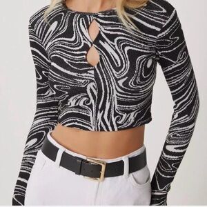 Zara Monochrome Swirl Crop Top